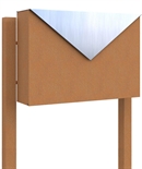 Rust farvet design postkasse med brevklap i Rustfritstål- KUVERT Incl. rust farvet postkassestander