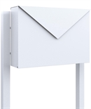 Hvid design postkasse  - KUVERT Incl. hvid postkassestander