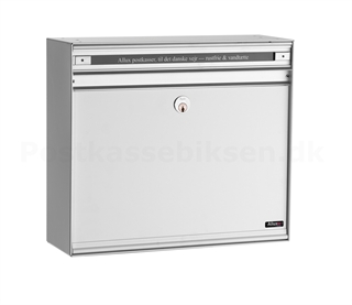 Allux postkasse model : 200 i hvid lakering med ALU. brevindkast.