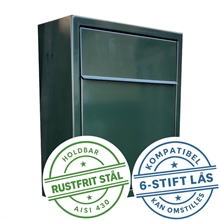 BASE Exclusive postkasse - RacingGreen - Dansk 6 Stift lås