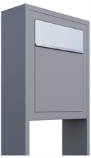 Grå BASE postkasse med stander - med indkast i rustfrit stål - klassisk design