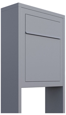 Grå BASE postkasse med stander - med skjult lås - klassisk design