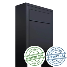 Sort Base Exclusive postkasse med stander - med dansk 6-stifts lås - klassisk design