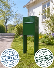 Base Exclusive postkasse RacingGreen med stander - 6 stift lås