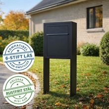Sort Base Exclusive postkasse med stander - med dansk 6-stifts lås - klassisk design