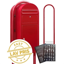 RØD BobiCargo Pakke postkassesæt m. Stander og Hvidt Stickersark.