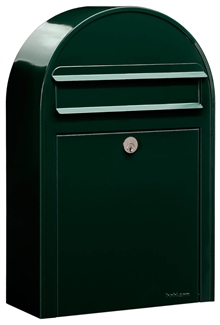BobiClassic-S postkasse i Sort-Grøn lakering med 6 stift lås der af en lokal låsemed kan omstilles til hoveddørsnøglen.
