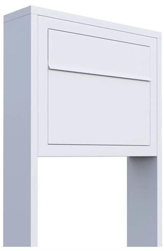 Hvid postkasse med stander - med skjult lås - klassisk design - Elegance