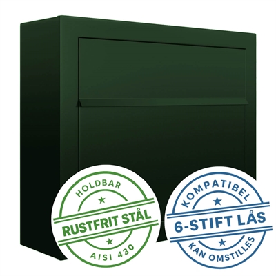 Elegance Exclusive postkasse - Dansk 6 stift lås - Klassisk RacingGreen lakering