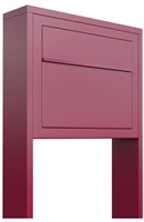 Rød postkasse med stander - med skjult lås - klassisk design - Elegance