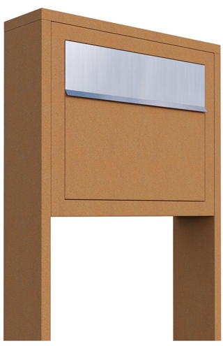 Rust postkasse med stander - rustfritstål indkast - med skjult lås - klassisk design - Elegance