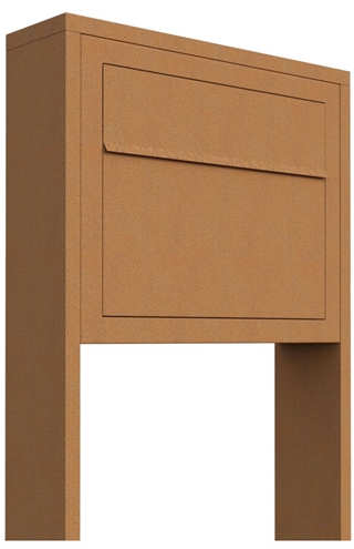 Rust farvet postkasse med stander - med skjult lås - klassisk design - Elegance