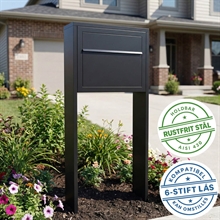 Sort ELEGANCE EXCLUSIVE postkasse med stander - med 6-stifts lås