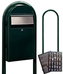 Postkassesæt m. Stander - Sort-Grøn BobiGrande-S postkasse