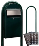 Postkassesæt m. Stander - Sort-Grøn BobiGrande-S postkasse og HVID Stickersark