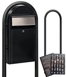 BobiGrande-S Postkasse Sæt - Sort Postkasse og Stander og HVID Stickersark