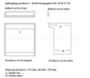 Tegning af indbygnings postkasse.