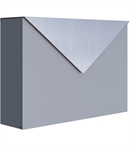 Grå design postkasse, med brevindkast i rustfrit stål - KUVERT