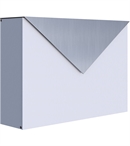 Hvid design postkasse, med brevindkast i rustfrit stål - KUVERT