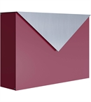 Rød design postkasse, med brevindkast i rustfrit stål - KUVERT