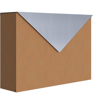 Rust farvet design postkasse, med brevindkast i rustfrit stål - KUVERT