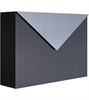 Sort design postkasse, med brevindkast i rustfrit stål - KUVERT