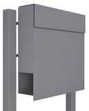 Grå postkasse - klassisk design - Manhattan - med stander