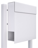 Hvid postkasse - klassisk design - Manhattan - med stander