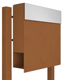 Rust postkasse med indkast i Rustfritstål - klassisk design - Manhattan - med stander
