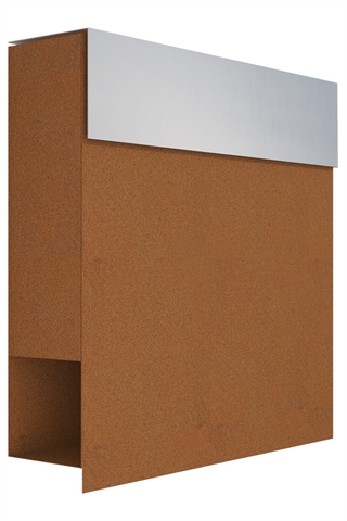 Rust postkasse med indkast i Rustfritstål - moderne design - Manhattan