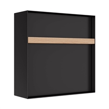 Oxford postkasse med træ håndtag - Moderne design - Sort
