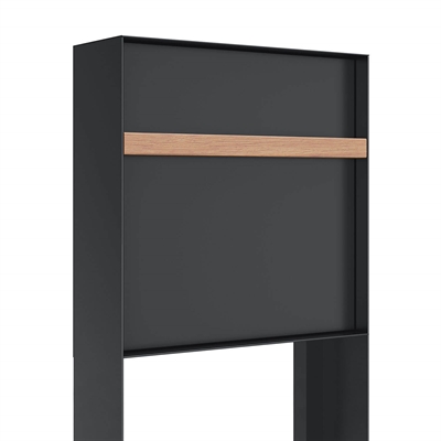 Oxford postkasse med træ håndtag - Inkl. stander - Moderne design - Antracit